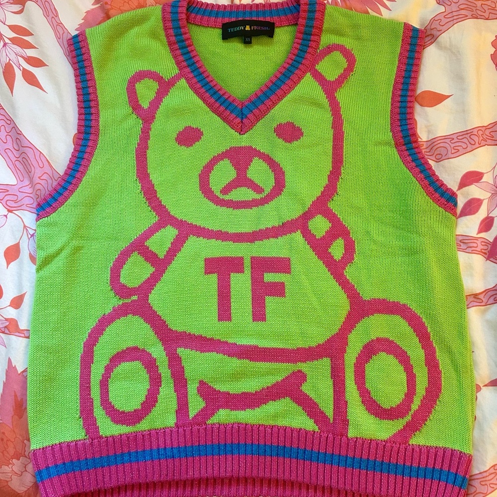 Teddy Fresh Lime and Magenta Bear Vest
